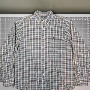 Vintage Polo Ralph Lauren Shirt Large Check Plaid Custom Fit Preppy Ivy League